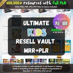 Ultimatives digitales Produkt für Kinder weiterverkaufen Vault-Spiele Lern- und Klassenzimmer-Aktivitäten Bundle für Kinder lehrreiche PLR MRR Homeschool-Ressource