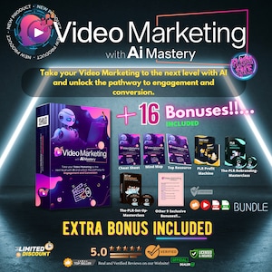 AI Training Guide Video Marketing Mastery, Engage & Convert, Digital Success, Ultimate Marketers Tool, Captivate Audience, Web Video Strategies

Marketing Course
Video course
Ai Marketing
digital download
earn money online
video marketing