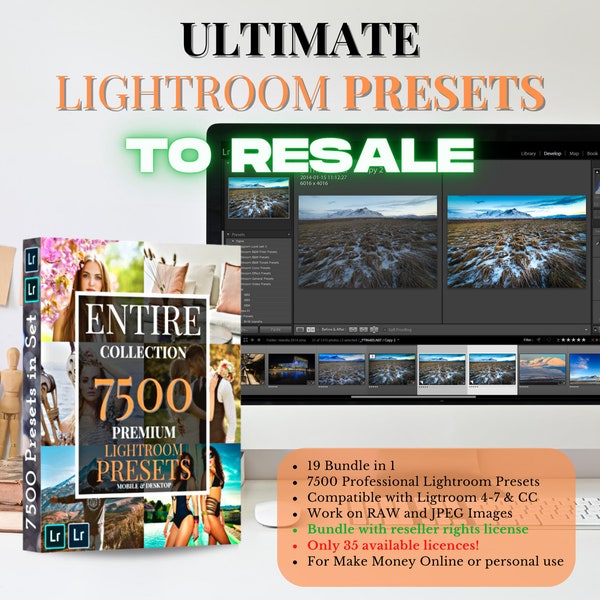 Lightroom Presets for resale, 7500 Plr Lightroom Presets Mega Bundle to resale or personal use, Mobile & Desktop Preset, Presets BUNDLE