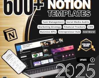 600+ Notion Template Bundle: Productivity & Business (Digital Download)