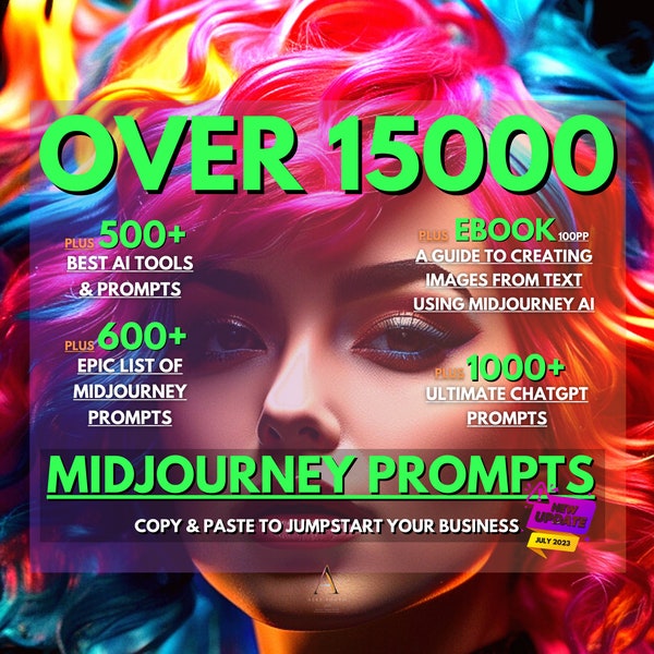 15000+ Midjourney Prompt, AI Image Generation, Digital Art, Picture Creation, Graphic Designer, Comprehensive Guide