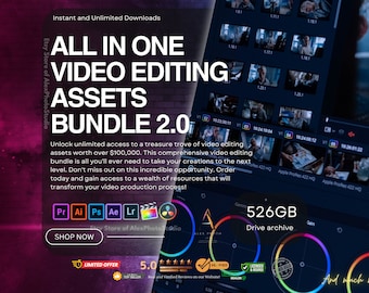 Paquete de edición de video de más de 500 GB: Premiere Pro, Final Cut, DaVinci Resolve
