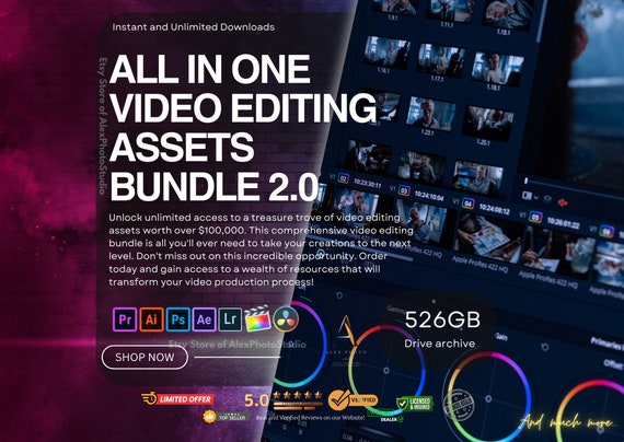 500GB+ Video Editing Bundle: Premiere Pro, Final Cut, DaVinci Resolve