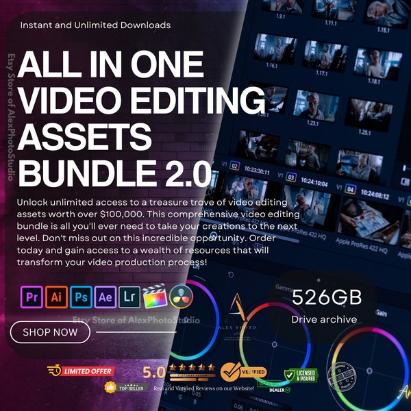 Video Editing Bundle, Sound Effects,  Lightroom Preset, Final Cut Pro, Adobe Premiere Pro, Davinci Resolve Template