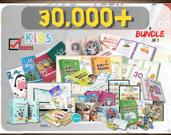 Paquete de libros de actividades para niños "Listo para usar" con páginas de trazo editables y kit de libros para colorear con derechos de reventa incluidos. Material didáctico para niños Mrr.