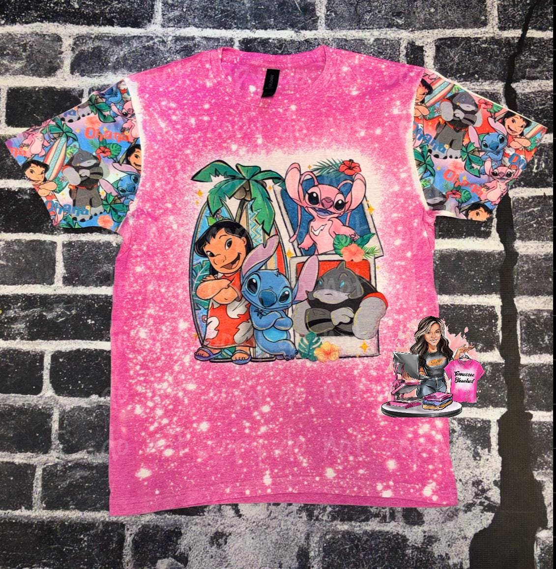Blue stitch | lilo and stitch | bleached shirt