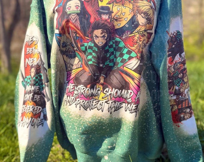 Featured listing image: Demon slayer | anime | cartoon | bleached shirt | bleached sweatshirt