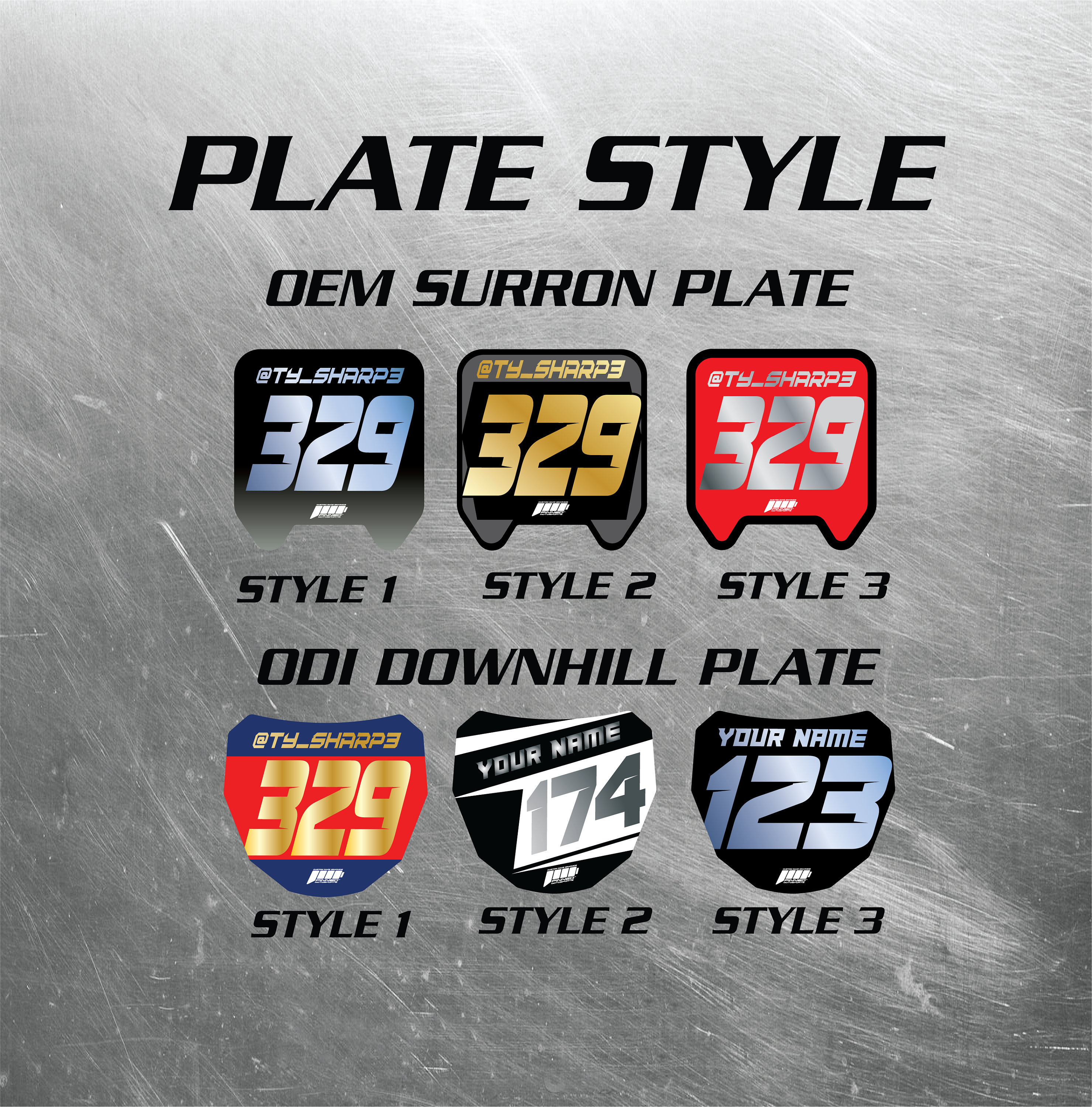 Metallic Surron Front Plate Decals Custom Name Number Plate Etsy