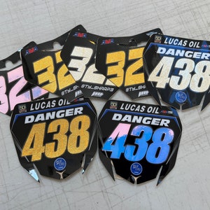 4" metalen miniplaatstickers, metalen nummerplaatsticker, motorcrossplaatstickers