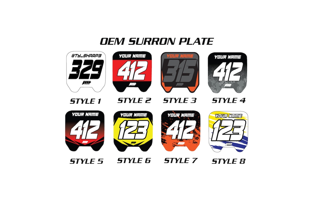 Surron Front Plate Decals, Custom Name Number Plate Decals, ODI MTB