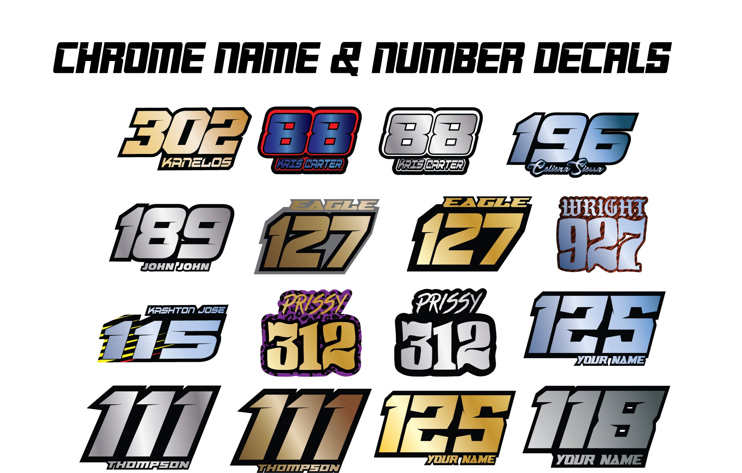 Racing Number Decals