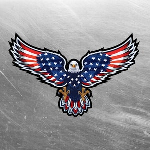 American Bald Eagle USA Flag Decal - Waterproof Sticker
