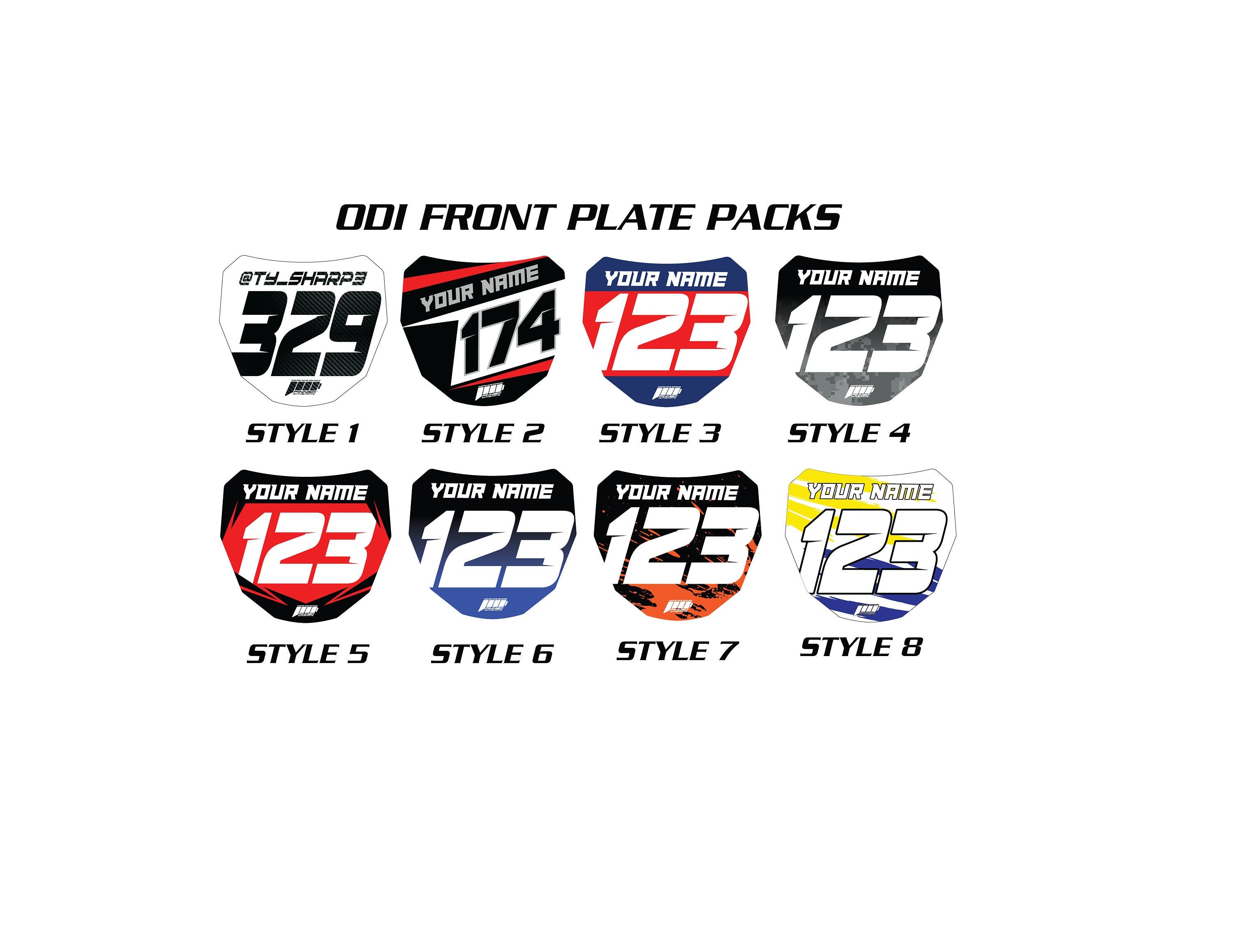 デテクティブナン ステッカー Personalized ODI Downhill Plate Decal Pack: Custom MTB Number