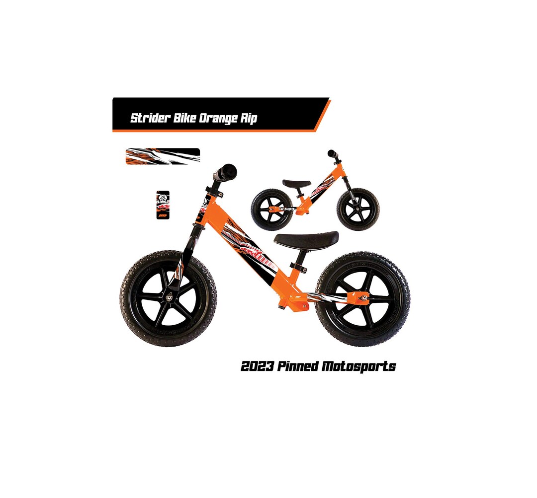 Strider 12 Orange Rip Bike Decals, Personalized Strider Decals, Strider 12 Balance Bike Graphics