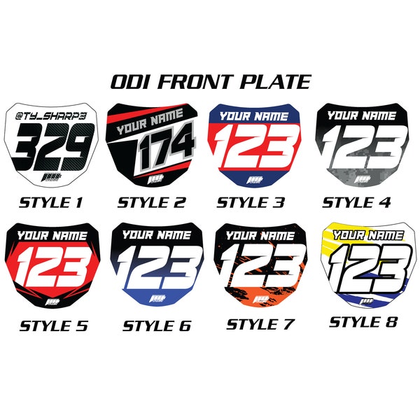 ODI Downhill Front Plate Decals, Custom Name Number Plate decals, ODI MTB Plate Decals