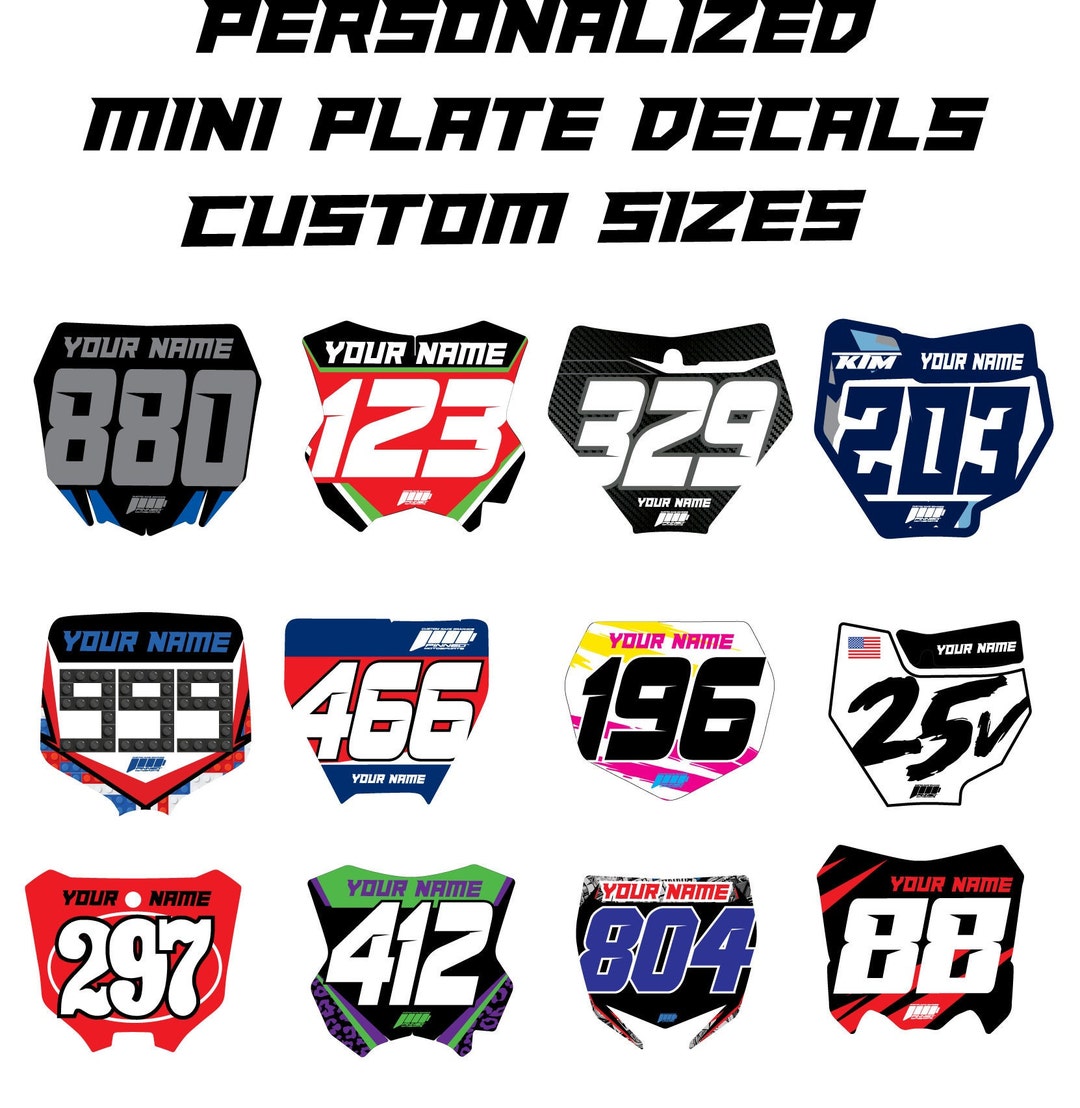 Personalized Number Plate Decals, Custom Name Number Plate Decal