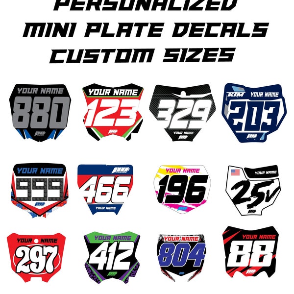 Personalized Number Plate Decals, Custom Name Number Plate decal, Motocross Plate Decals, Waterproof Decals, Number Decals, Any size