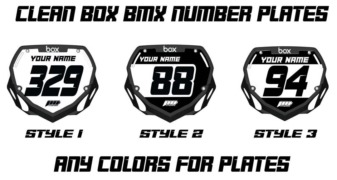 Clean Box BMX Number Plate Decals Custom Box Mini Plate Etsy