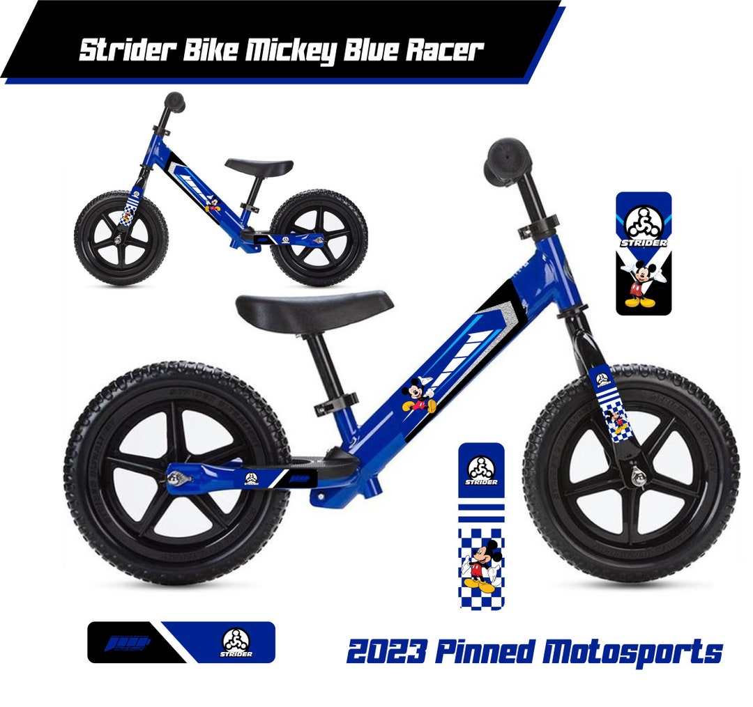 Strider 12 Mickey Blue Racer Bike Decals, Strider 12 Balance Bike