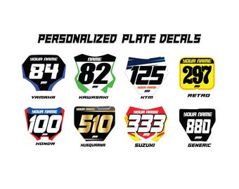 Personalized Mx Number Plate Decals | Motocross Plate Stickers | Fast Shipping
