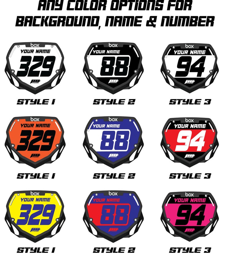 Custom Graphics Number Plate Custom BMX Number Plate Decals: Clean Box Style | Fast Shipping - Etsy