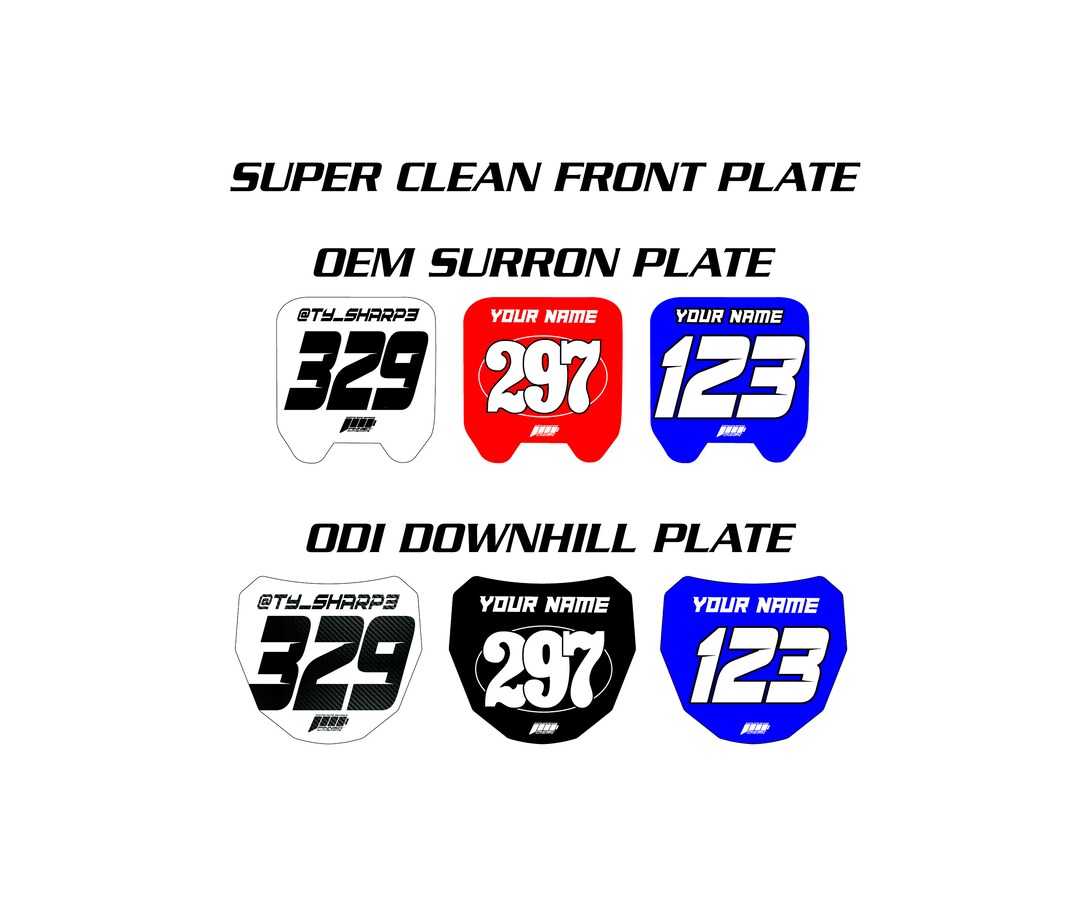 Clean Surron Front Plate Decals, Personalized Name Number Plate Decals