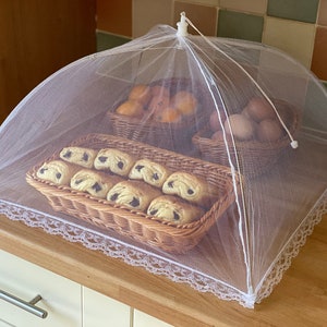 Food Covers in small (32cm) medium (36cm) and large (43cm) net to protect food in the kitchen or garden