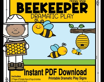BeeKeeper dramatic play printable signs & props