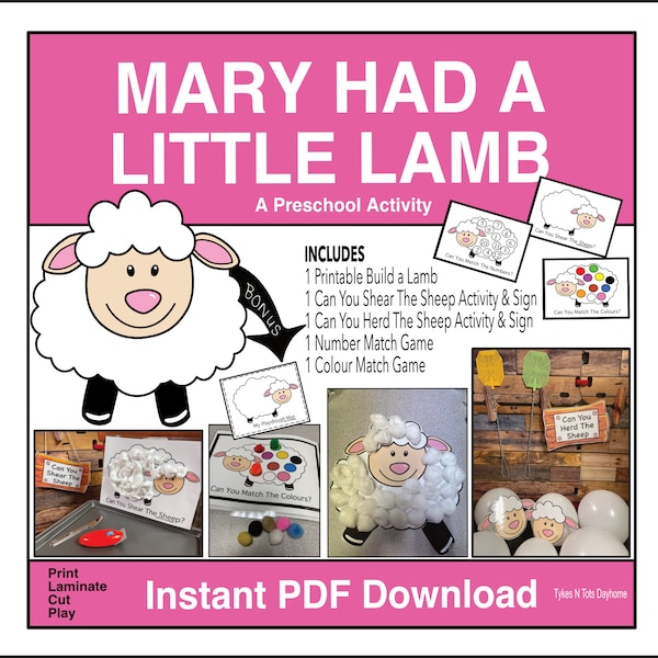 Mary Had A Little Lamb - Preschoool Theme Activity