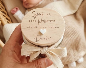 Geschenk Hebamme – Personalisiertes Dankeschön als Abschiedsgeschenk – Geschenkidee Hebamme mit Herz