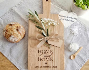 Personalisiertes Schneidebrett Familie Freunde - Einzug Umzug Bau - Geschenkidee Geburtstag Name Haus Wohnung Eigenheim - Richtfest