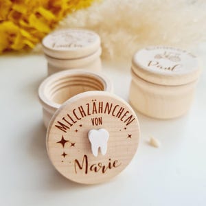 Milchzahndose mit Name für den ersten Wackelzahn - personalisierte Zahndose aus Holz - Zahnfee Geschenk - Geschenkidee zur Einschulung