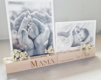 Mama Geschenk, Muttertagsgeschenk, Blumenleiste, Fotoleiste, Trockenblumenboard, Mama, Danke Mama, Geburtstagsgeschenk Mama, Geschenk Mama