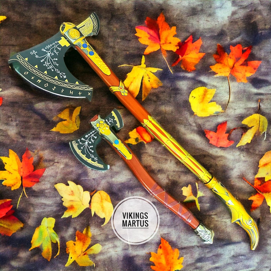 Set of 2 God of War,kratos Leviathan Axe, Scandinavian Axe, Axe, Norse Axe, Scandinavian Axe