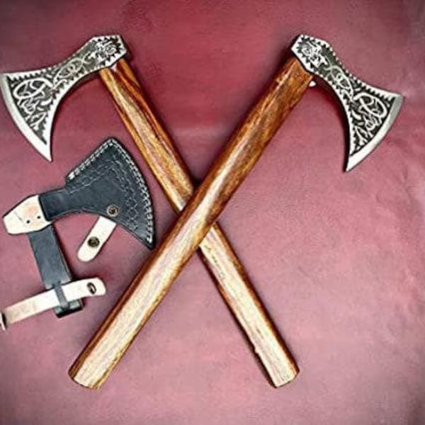 RAGNAR VIKING AXE, Hand Forged Camping Axe with Rose Wood Shaft, Viking Bearded Nordic, Best Groomsmen Wedding Gift For Him, Personalized.