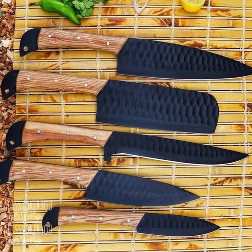 Custom Hand Forged Personalized CHEF KNIFE SET Chef Set, Kitchen Knife Set Gifts for hotsell Him, Christmas Gift, Gift Boyfriend, Damascus Knives