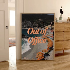 Out of Office Retro Wall Art, Vintage Summer Poster, Trendy Bedroom Print