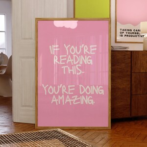 Preppy Room Decor Schlafzimmer Wand Kunst Trendy Funky Positivität, Girly Wand Kunst Zitat Wand Druck, Schlafsäle Raum Drucke, Positivität Poster Rosa