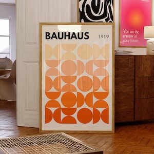 Orange Geometrische Bauhaus Ausstellung Poster Druck Bauhaus Kreis Abstrakt Bunt Print Mid Century Galerie Wand Kunst Retro Print