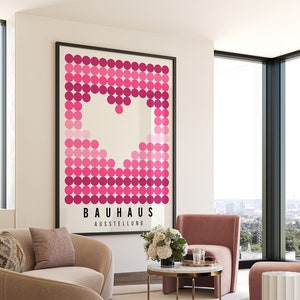 Bauhaus Rosa Geometrisches Herz Ausstellung Poster Druck Bauhaus Abstrakt Bunt Print Mid Century Galerie Wand Kunst Retro Print
