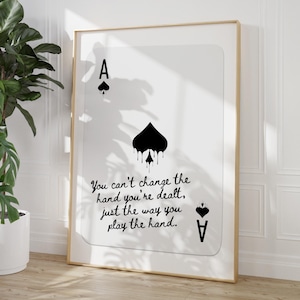 Playing Card Quote Print Trendy Wall Art Retro Ace Clubs Wall Print Trendy Printable Art Preppy Aesthetic Wall Decor Girly Digital Prints