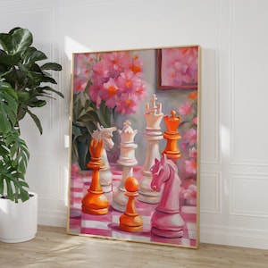 Pink Chess Wall Art Trendy Bedroom Decor - Printable Art