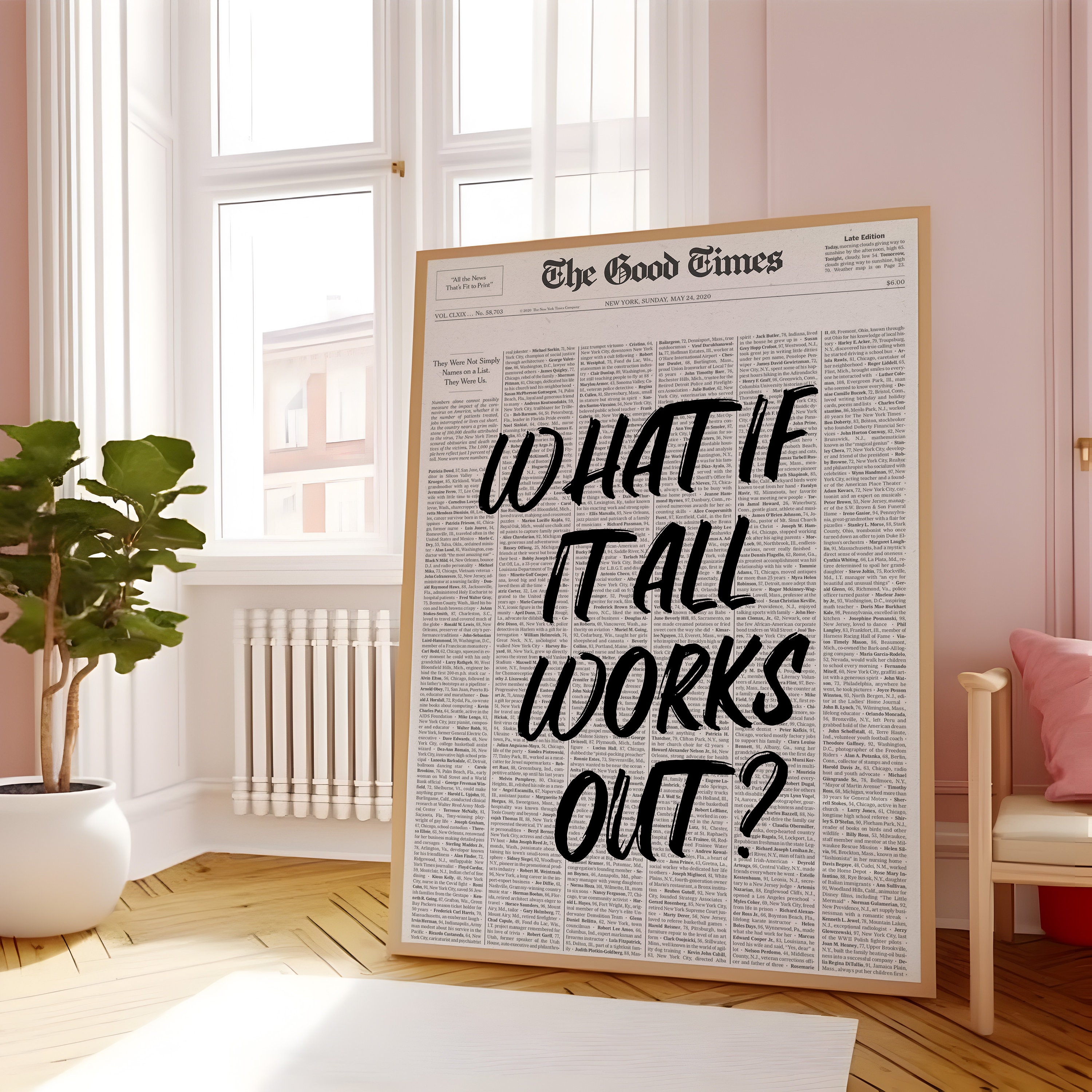 What if it all works out newspaper print retro typography trendy black