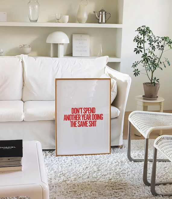 Motivational Red and White Print, Clean Aesthetic, Typography Poster Monochrome Art Print, Quote Print, Minimalist Decor, Trendy Wall Art