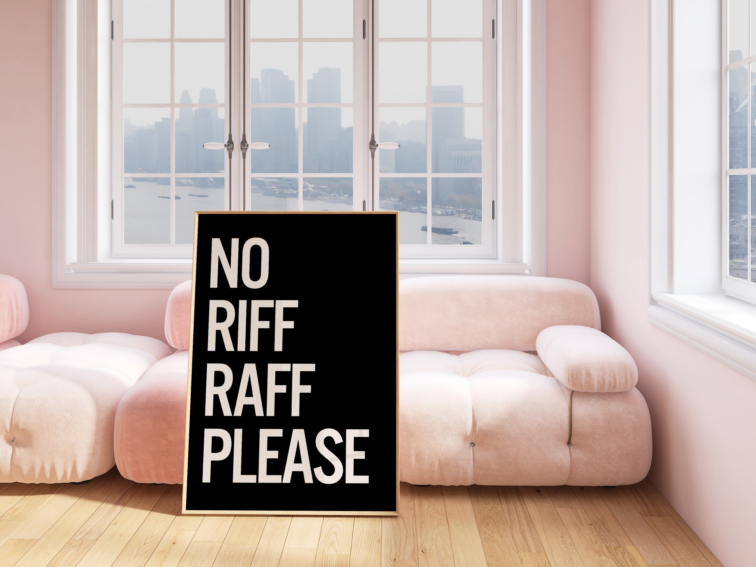 No Riff Raff Meme Monochrome Wall Art, 'no Riff Raff Please' Typography Poster Black ...