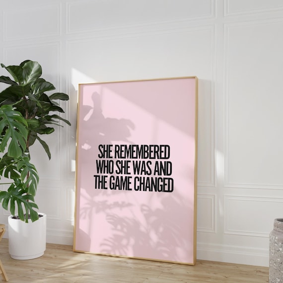 Feminist Wall Art Pink Motivational Typography Poster, Affirmations Positivity Print Quote, Minimalist Decor, Trendy Wall Art Dorm Room