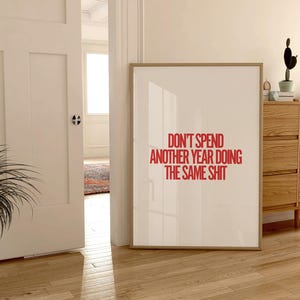 Motivational Red and White Print, Clean Aesthetic, Typography Poster Monochrome Art Print, Quote Print, Minimalist Decor, Trendy Wall Art image 5