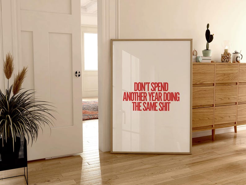 Motivational Red and White Print, Clean Aesthetic, Typography Poster Monochrome Art Print, Quote Print, Minimalist Decor, Trendy Wall Art image 5