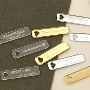 Personalised Acrylic Tags for Crafters, Laser Engraved Labels , Mirror or Acrylic Tags for Gifting, Labels for Handmade Items