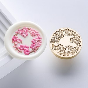 Selo de cera para coroa de flores de cerejeira, carimbo de cera para casamento, selos de cera para convites, carimbo de cera Cutsom, kit de carimbo de cera